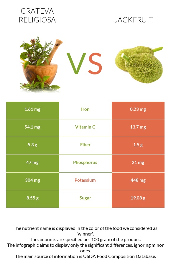 Crateva religiosa vs Jackfruit infographic