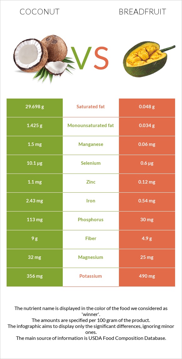 Coconut vs Breadfruit infographic