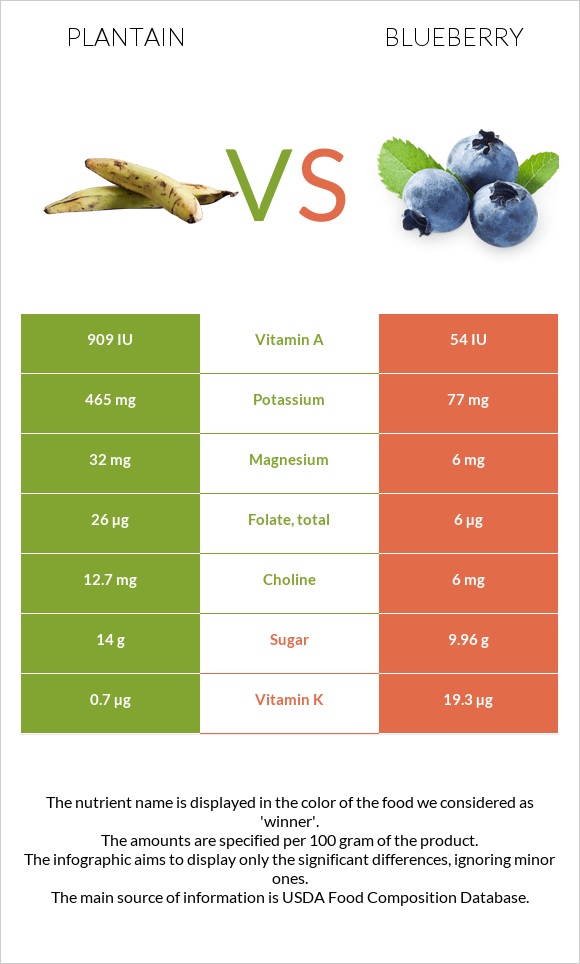 Plantain vs Blueberry infographic