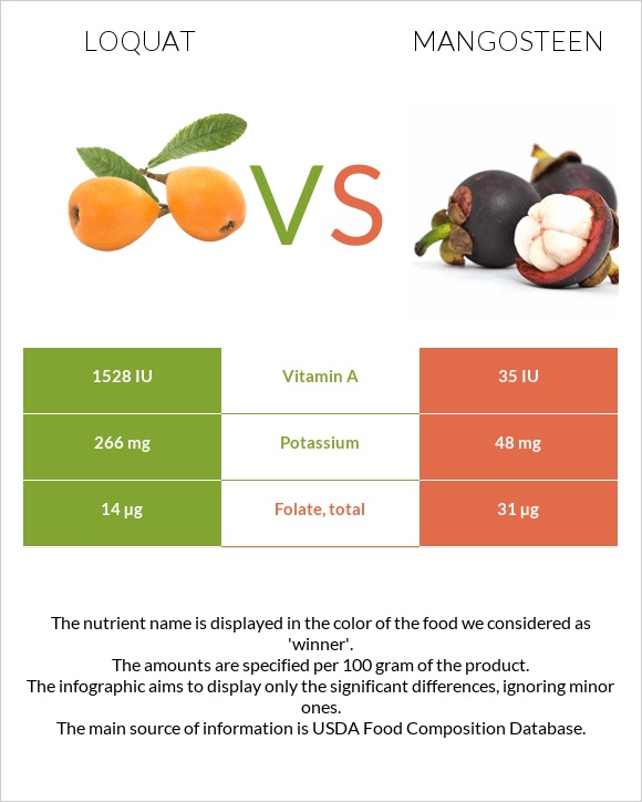 Loquat vs Mangosteen infographic
