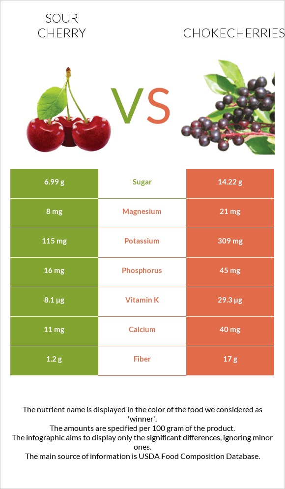 Sour cherry vs Chokecherries infographic
